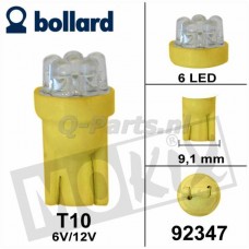 Lamp 6V/12V LED - T10 oranje 6 LED