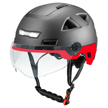 Snorfiets / speed pedelec helm Vito E-Light glans zwart + rood Small / Medium 55-58