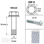 Carterdeksel bout - flensbout set Piaggio/Vespa 2 takt/4 takt 13 delig blank 