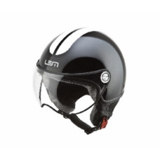 helm lem demi-jet coolmax glossy roger XS 53/54 zwart/wit=op=op
