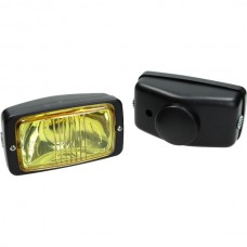 koplamp guia rechthoekig geel glas 142mm zwart bromfiets