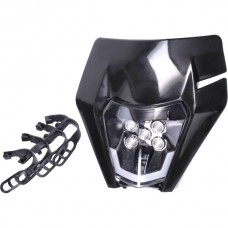 koplampspoiler + verlichting led type KTM enduro/sm o.a. zwart aprilia, beta, rieju, senda koplampspoiler + verlichting led type KTM enduro/sm o.a. zwart aprilia, beta, rieju, senda
