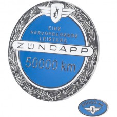 embleem benzinetank jubileum 50.000 km incl. speldje blauw zundapp