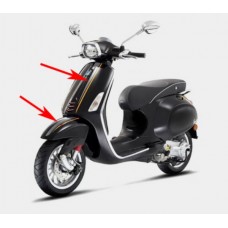 stickerset Piaggio origineel voorscherm voorspatbord antraciet/oranje past op primavera, sprint 606078m0002=op=op
