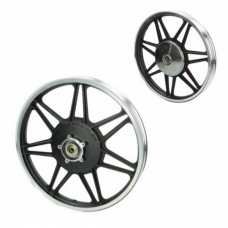 voorwiel gegoten schijfrem + lagers 7-spaaks zwart/alu kreidler