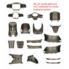 plaatwerkset (ronde+vierkante koplamp) mat bruin titanium 18-delig agm VX50s, china lx/napoli, vx50