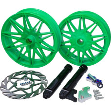 wielset Fast Arrow Pro 11 en 12 inch wiel + oversized remschijfset groen piaggio, zip2000