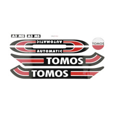 stickerset compleet zwart/rood/wit a3, standard, tomos 080010