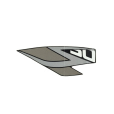 sticker Kymco origineel beenschild woord [50] links zwart/grijs agility euro 4 86283-ldc8-e9n-t06