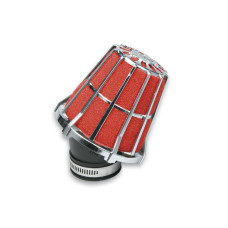 powerfilter malossi 45 graden universeel conisch 28mm chroom/rood 0411299.k0
