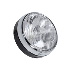 koplamp guia rond universeel 145mm zwart/chroom hercules prima, bromfiets