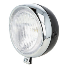 koplamp guia rond retro (made in EU) 130mm zwart/chroom universeel koplamp guia rond retro (made in EU) 130mm zwart/chroom universeel