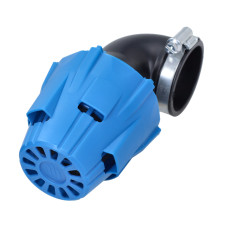 Powerfilter 46mm Polini haaks 90 graden blauw (voor CP carburateur) 203.0185