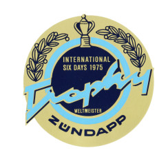 sticker rond tank Trophy 1975 goud/blauw/zwart 517