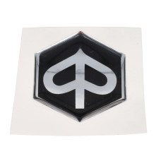 sticker logo voorscherm zwart/chroom zeskant 3d zwart piaggio, zip2000 sticker logo voorscherm zwart/chroom zeskant 3d zwart piaggio, zip2000