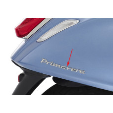 embleem Piaggio origineel woord [primavera] achterscherm 15cm chroom 1b000942