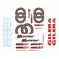stickerset compleet wit/rood/zwart 50/125/180 SP 2-takt 20-delig gilera runner stickerset compleet wit/rood/zwart 50/125/180 SP 2-takt 20-delig gilera runner