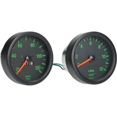 km tellerklok + toerenteller set zwart/groen kreidler km tellerklok + toerenteller set zwart/groen kreidler
