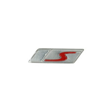 embleem Piaggio origineel beenschilddeksel woord [S] euro-4/5 rood/zilver gts 125-150, sprint 50/125/150, gts super 300cc 2h003201
