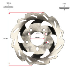 remschijf Sym origineel voorzijde euro-4/5 Fiddle3 225mm fiddle 3, crox, jet4-4t, orbit 3 , xpro 45121-ant-000