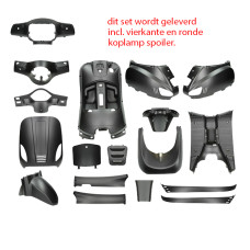 plaatwerkset (ronde+vierkante koplamp) zwart mat 18-delig agm VX50s, agm VX50, china lx/napoli