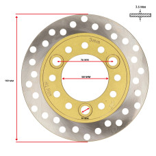 remschijf DMP 3-gaats rvs voor 160mm mio, sfx, sym dd 2t