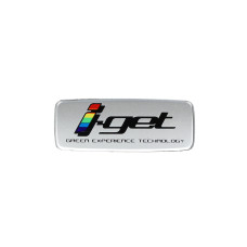 embleem Piaggio origineel woord [i-get] zijscherm gts 125-150, liberty, medley, primavera 50/125/150/180, sprint 50/125/150/180, sxr 50 2h001199