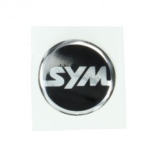 Sticker sym logo rond zwart/chroom